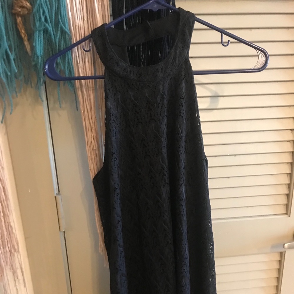 Black Lace High Neck Dress
